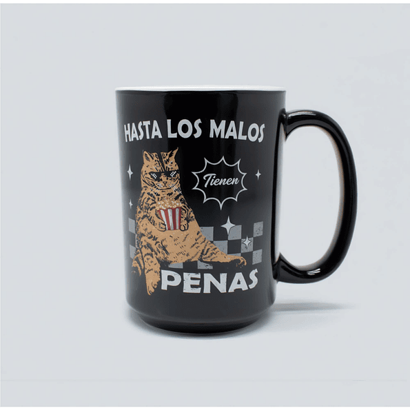 Tazón Gato “Hasta los malos tienen penas” – Taza divertida y original | Tazas Ideas 1