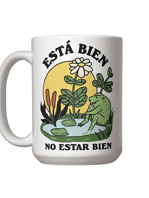 Taza “Está bien no estar bien” 🐸 | Taza motivacional de cerámica negra con diseño positivo