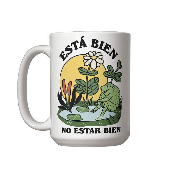 Taza “Está bien no estar bien” 🐸 | Taza motivacional de cerámica negra con diseño positivo 1