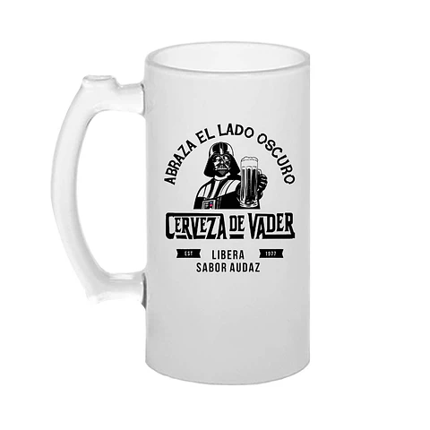 Shopero Cerveza de Vader 🍺 | Abraza el Lado Oscuro | Vidrio Empavonado 16oz | Tazasideas.cl