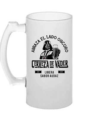 Shopero Cerveza de Vader 🍺 | Abraza el Lado Oscuro | Vidrio Empavonado 16oz | Tazasideas.cl