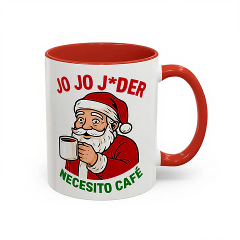 Taza Navideña “Jo Jo J*der Necesito Café” | Regalo Divertido de Navidad con Papá Noel