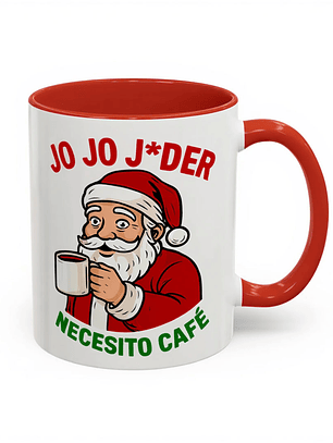 Taza Navideña “Jo Jo J*der Necesito Café” | Regalo Divertido de Navidad con Papá Noel
