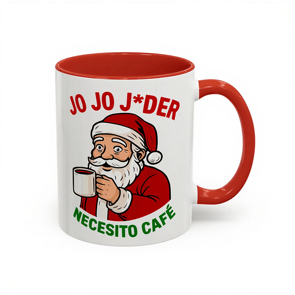 Taza Navideña “Jo Jo J*der Necesito Café” | Regalo Divertido de Navidad con Papá Noel 1