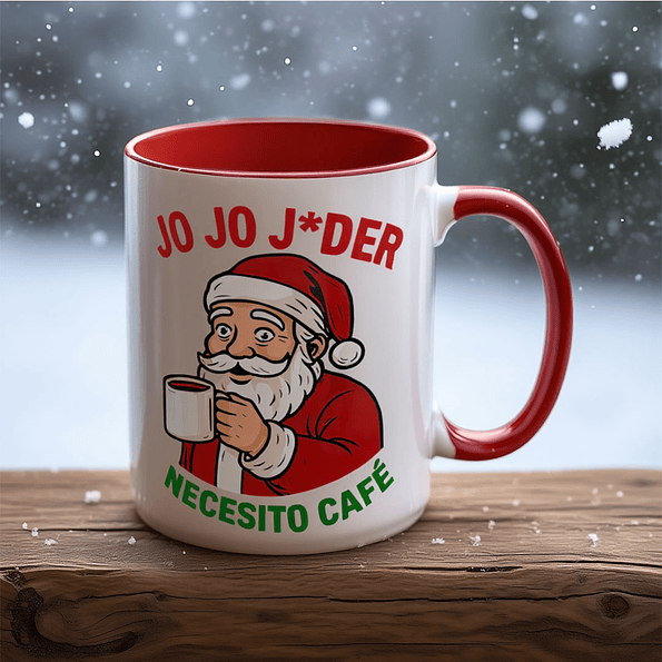 Taza Navideña “Jo Jo J*der Necesito Café” | Regalo Divertido de Navidad con Papá Noel 3