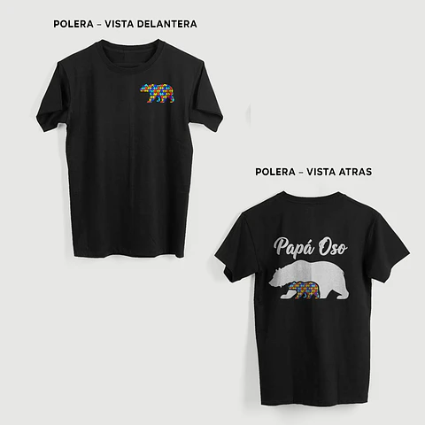 Polera Papá Oso Autismo – Polera Familiar con Oso de Piezas de Colores