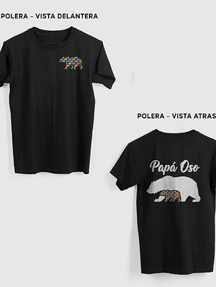 Polera Papá Oso Autismo – Polera Familiar con Oso de Piezas de Colores