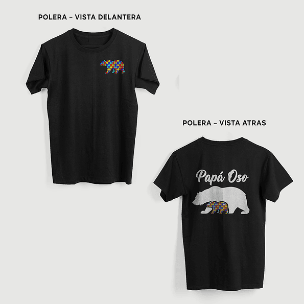 Polera Papá Oso Autismo – Polera Familiar con Oso de Piezas de Colores 1