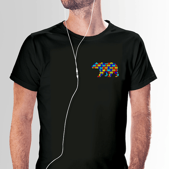 Polera Papá Oso Autismo – Polera Familiar con Oso de Piezas de Colores 4