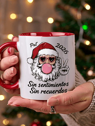 Tazón Navidad 2026 – Santa Cool “Sin Sentimientos, Sin Recuerdos” | Diseño Divertido