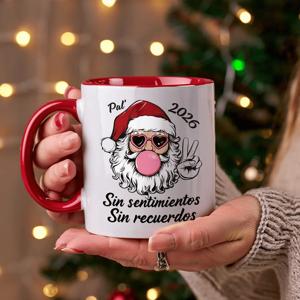 Tazón Navidad 2026 – Santa Cool “Sin Sentimientos, Sin Recuerdos” | Diseño Divertido 2