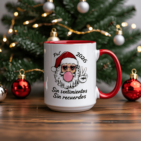 Tazón Navidad 2026 – Santa Cool “Sin Sentimientos, Sin Recuerdos” | Diseño Divertido 4