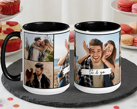 Taza Personalizada Collage con 5 Fotos | Regalo San Valentín Pareja y Familia