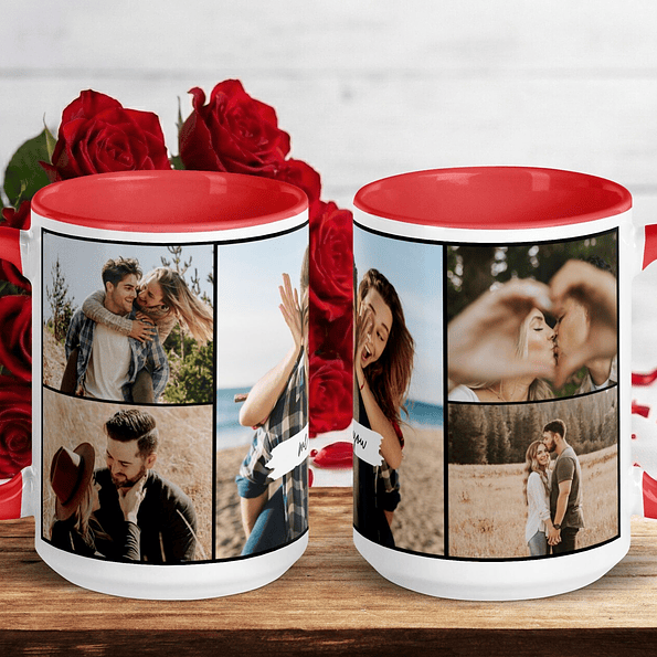 Taza Personalizada Collage con 5 Fotos | Regalo San Valentín Pareja y Familia 3
