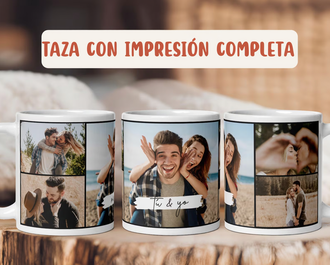 Taza Personalizada Collage con 5 Fotos | Regalo San Valentín Pareja y Familia 4