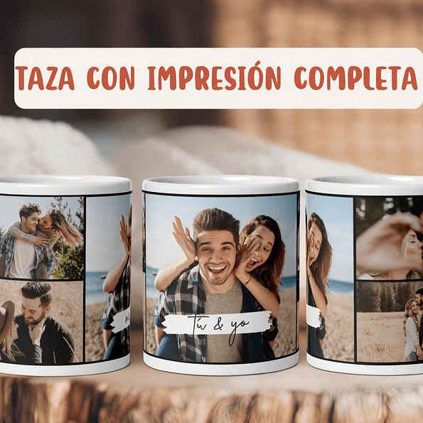 Taza Personalizada Collage con 5 Fotos | Regalo San Valentín Pareja y Familia 4