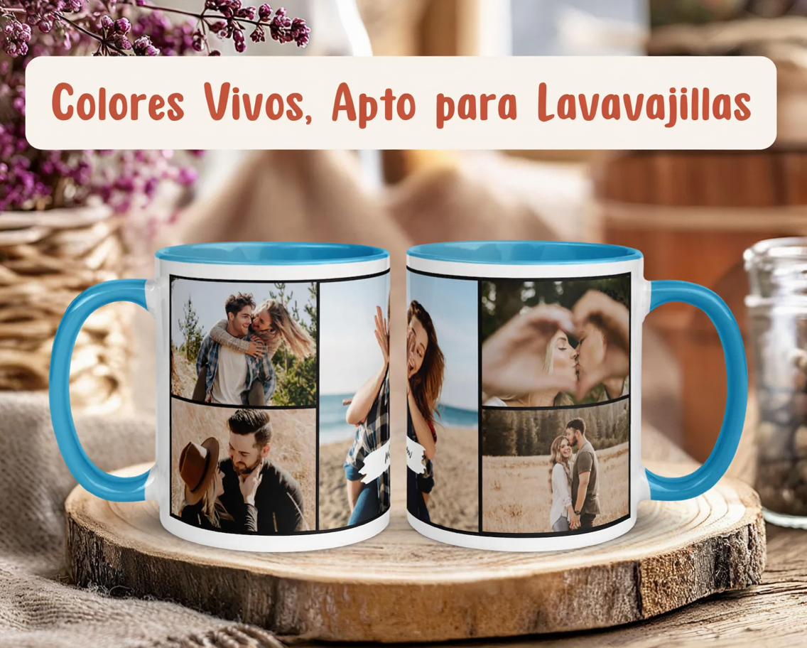 Taza Personalizada Collage con 5 Fotos | Regalo San Valentín Pareja y Familia 5