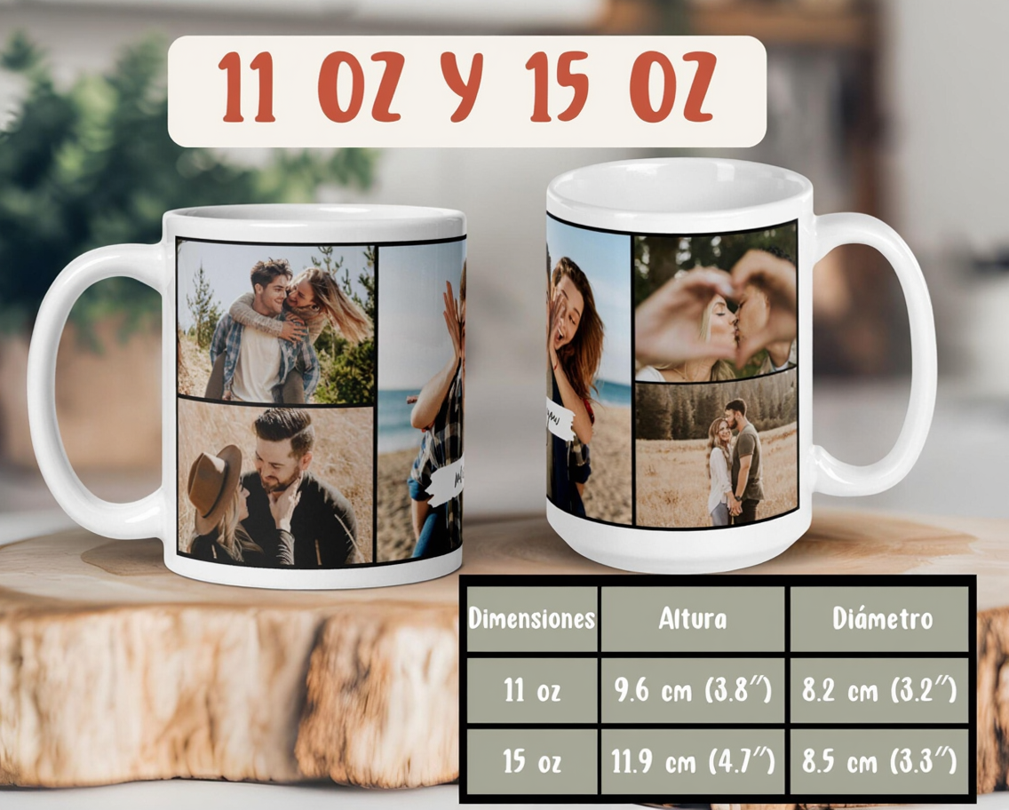 Taza Personalizada Collage con 5 Fotos | Regalo San Valentín Pareja y Familia 7