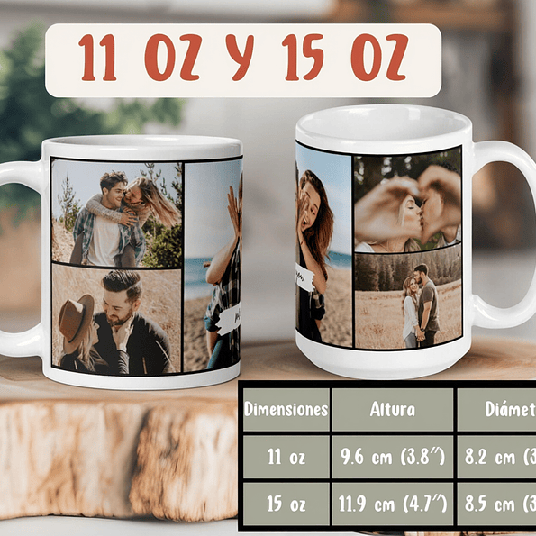Taza Personalizada Collage con 5 Fotos | Regalo San Valentín Pareja y Familia 7