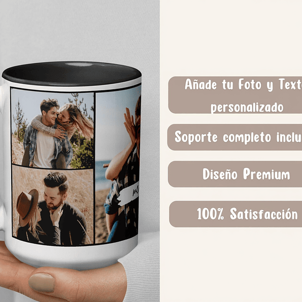 Taza Personalizada Collage con 5 Fotos | Regalo San Valentín Pareja y Familia 13
