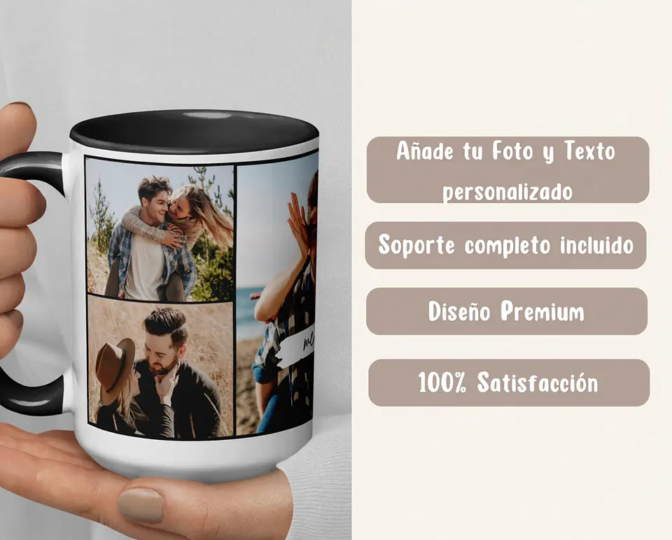Taza Personalizada Collage con 5 Fotos | Regalo San Valentín Pareja y Familia 13