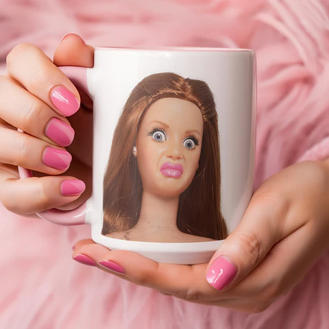 Tazón Taza Barbie Meme Cara de Asco Taza Divertida Regalo Original