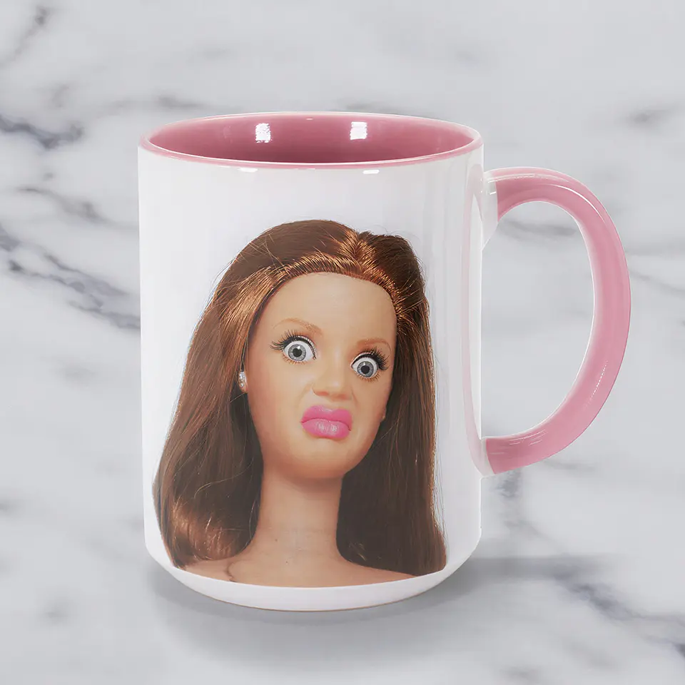 Tazón Taza Barbie Meme Cara de Asco Taza Divertida Regalo Original 3
