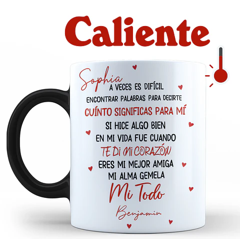 Tazón Mágico Personalizado con Mensaje y Nombres | Regalo Especial que Aparece con Calor