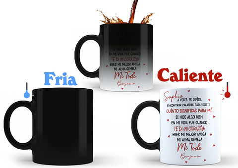 Tazón Mágico Personalizado con Mensaje y Nombres | Regalo Especial que Aparece con Calor
