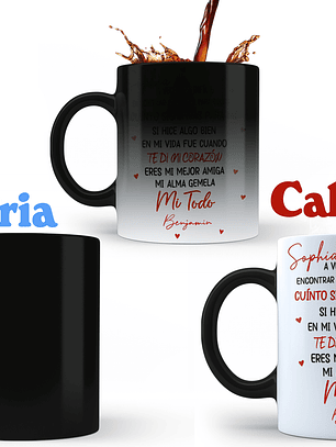 Tazón Mágico Personalizado con Mensaje y Nombres | Regalo Especial que Aparece con Calor