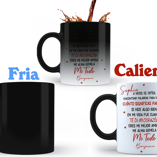 Tazón Mágico Personalizado con Mensaje y Nombres | Regalo Especial que Aparece con Calor 1