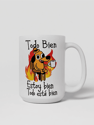 Tazón “Todo Bien, Estoy Bien” | Taza Meme Perro en Llamas | Regalo Divertido y Sarcástico