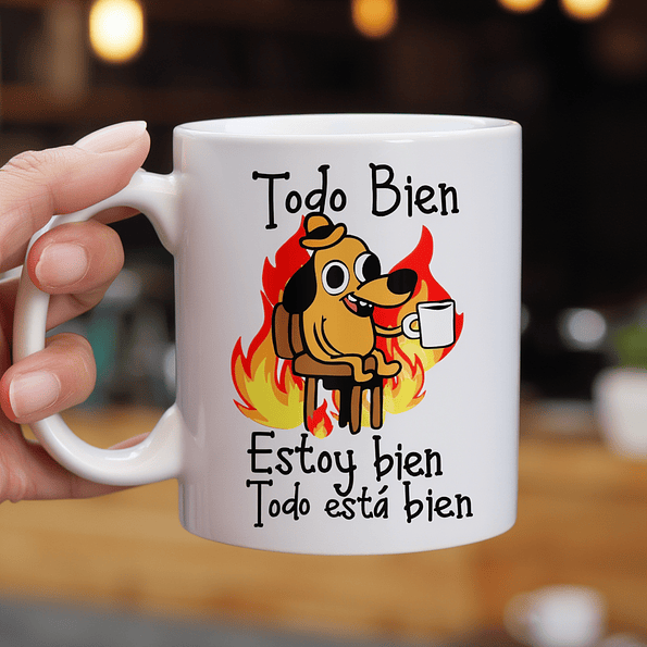 Tazón “Todo Bien, Estoy Bien” | Taza Meme Perro en Llamas | Regalo Divertido y Sarcástico 5