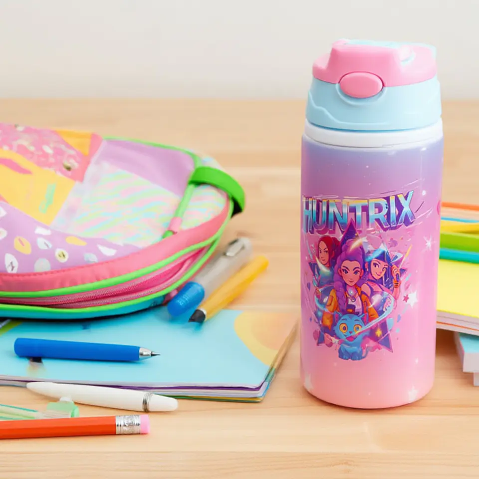 Botella de Agua HUNTRIX Infantil de Aluminio 500 ml | Con Bombilla Antiderrame 7