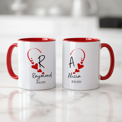 Pack 2 Tazones Personalizados para San Valentín | Tazas en Pareja con Nombres y Fecha