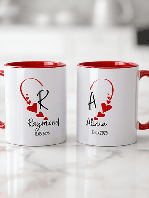 Pack 2 Tazones Personalizados para San Valentín | Tazas en Pareja con Nombres y Fecha
