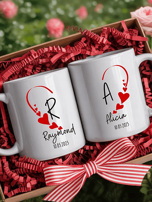 Pack 2 Tazones Personalizados para San Valentín | Tazas en Pareja con Nombres y Fecha