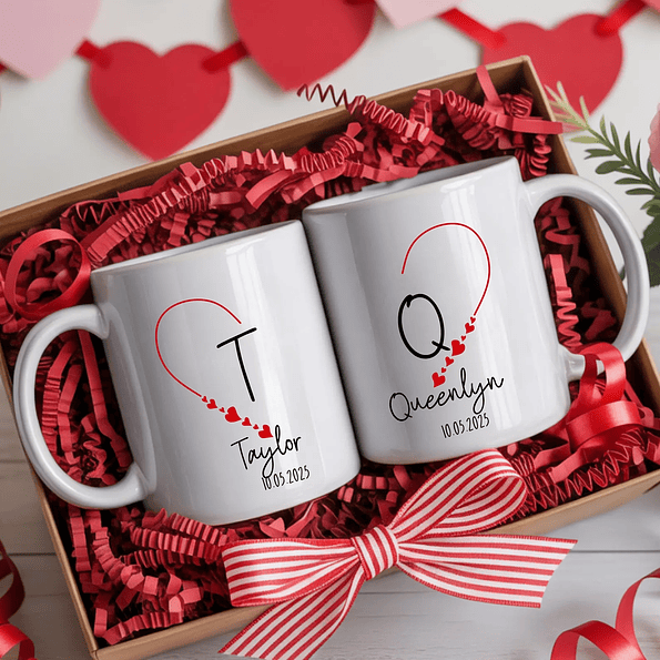 Pack 2 Tazones Personalizados para San Valentín | Tazas en Pareja con Nombres y Fecha 3