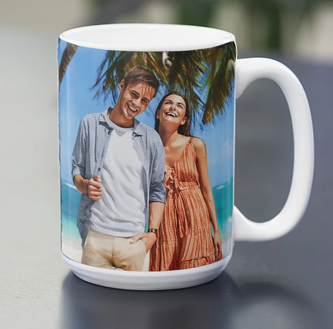 Pack San Valentín Personalizado: Tazón 15oz + Foto en Marco de Piedra