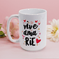 Tazón “Vive Ama Ríe” – Taza Motivacional con Corazones | 11 oz y 15 oz - Miniatura 2