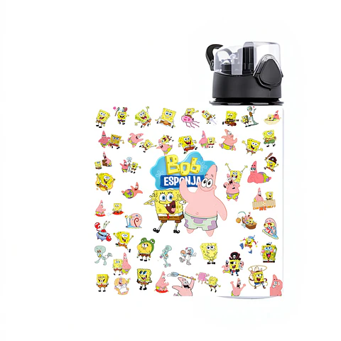 Botella de Agua Bob Esponja 750 ml de Aluminio | Libre de BPA | Uso Diario