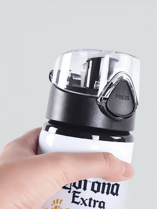 Botella de Agua de Aluminio 750 ml Estilo Corona Extra | Reutilizable y Liviana