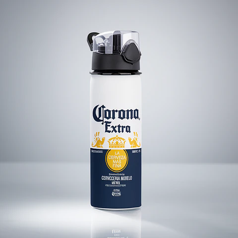 Botella de Agua de Aluminio 750 ml Estilo Corona Extra | Reutilizable y Liviana