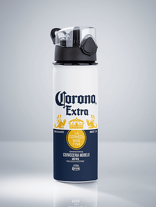 Botella de Agua de Aluminio 750 ml Estilo Corona Extra | Reutilizable y Liviana