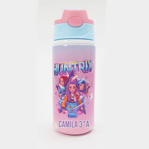 Botella Infantil Personalizada Huntrix K-POP Demon Hunter 500 ml con Nombre – Botella Escolar de Aluminio Libre de BPA | Tazasideas.cl