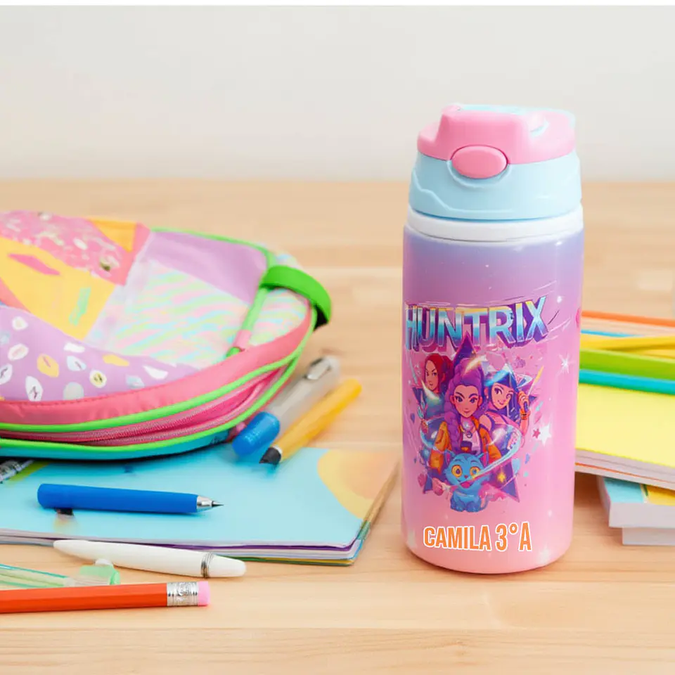 Botella Infantil Personalizada Huntrix K-POP Demon Hunter 500 ml con Nombre – Botella Escolar de Aluminio Libre de BPA | Tazasideas.cl 4