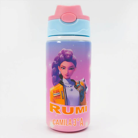 Botella Infantil Personalizada Rumi Huntrix K-POP Demon Hunter 500 ml con Nombre – Botella Escolar de Aluminio Libre de BPA | Tazasideas.cl