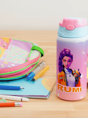 Botella Infantil Personalizada Rumi Huntrix K-POP Demon Hunter 500 ml con Nombre – Botella Escolar de Aluminio Libre de BPA | Tazasideas.cl