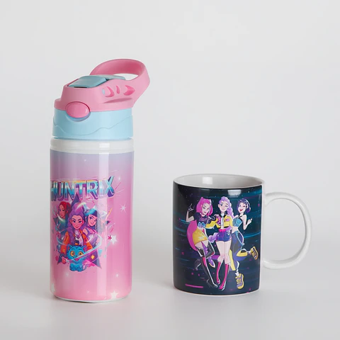 Pack Botella Infantil + Tazón Inspirado en K-Pop Demon Hunters | Set Huntrix Niñas | Regalo K-Pop