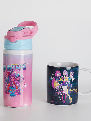 Pack Botella Infantil + Tazón Inspirado en K-Pop Demon Hunters | Set Huntrix Niñas | Regalo K-Pop